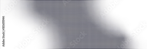 Bitmap dot pattern background. Vintage black grunge texture with half tone noise and gritty grain.