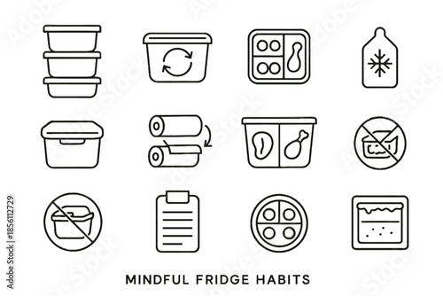 Bins boxes clear symbol magnetic fridge vector rotation mindful icons pad rotating