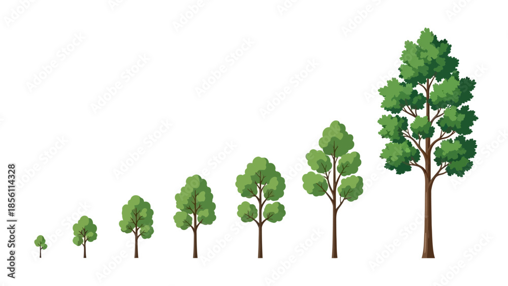 Fototapeta premium Trees Growing in Stages of Development.