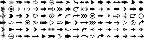 Title Arrow icon set. Arrow. Cursor. Black vector arrows icons. Collection different arrows sign. Modern simple arrows. Black arrow pointing to the right. Black direction pointer. Vector illustration 
