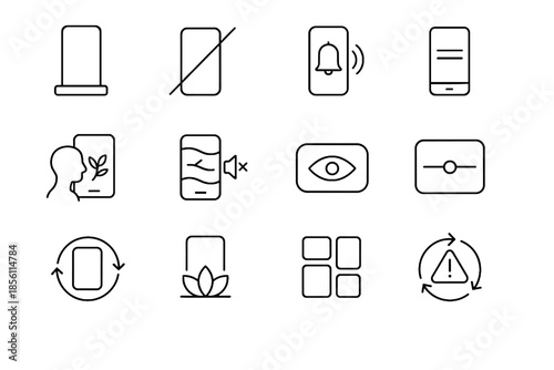 Healthy icon peaceful wellbeing visual minimal digital scroll alert vector mindfulness icons