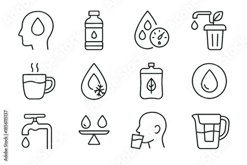 Filtered icons measurement clean reusable hydration mindful vector emblem indicator icon regulator