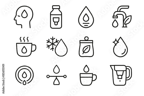 Pouch icon hydration icons tap cup flow vector mindful jug filtered water