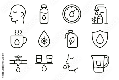 Jug clean icons mindful refill filtered regulator vector droplet water icon hydration