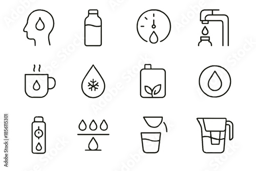 Bottle mindful gauge hydration eco levels vector indicator icon cue icons water