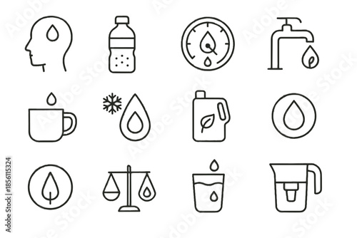 Vector icon mindfulness jug mindful morning gauge levels water reusable balanced