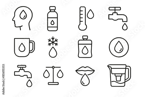 Mindfulness vector icon clean mindful cue icons reusable water balanced droplet eco