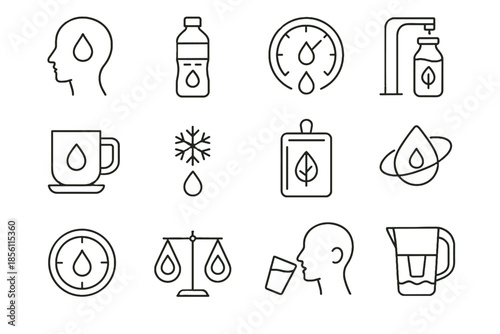 Icons icon mindful emblem cue balanced vector levels bottle eco regulator cup