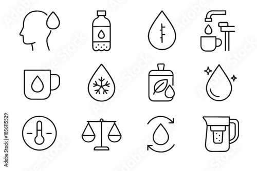 Vector mindful icon gauge flow measurement icons balanced levels mindfulness hydration cue