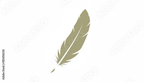 Feather vector illustration. Minimalist flat design graphic icon. Nature and writing symbol isolated on white background