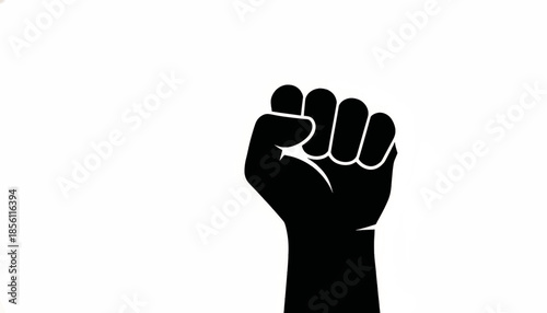 Raised fist vector illustration. Symbol of power, strength, protest, and solidarity. Flat design graphic isolated on white background