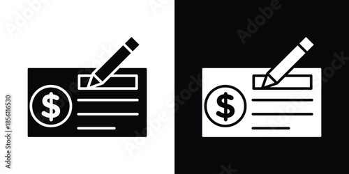 Money check icons. Vector Template Illustration Symbol Pixels Perfect