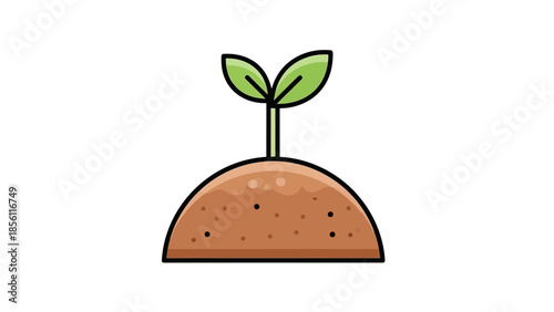 Small Green Seedling Growing in Soil.