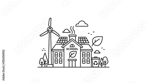 Sustainable Eco Friendly House with Wind Turbine.