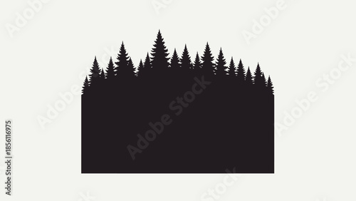 Silhouette of Trees against White Background.