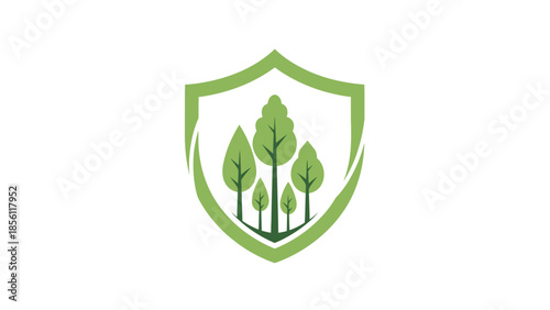 Green Shield with Trees Inside Logo.
