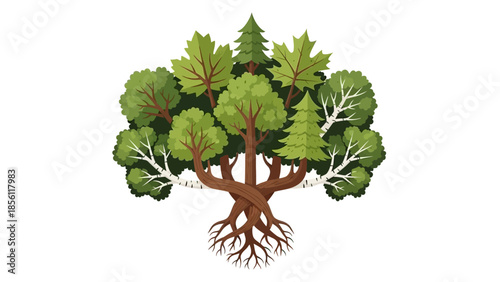 Kale Plant with Roots and Leaves.