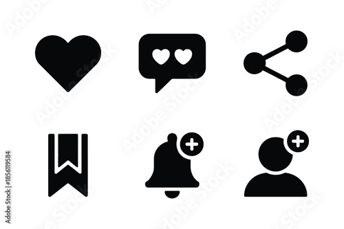 Social Media User Interaction and Engagement Interface Icons