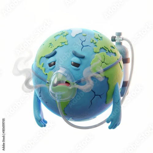 Wallpaper Mural Sick Earth Wearing Oxygen Mask Concept of Global Warming and Climate Crisis Torontodigital.ca