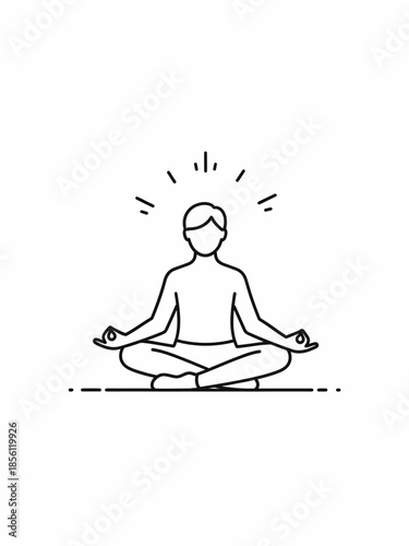 Serene figure meditating in lotus position with aura