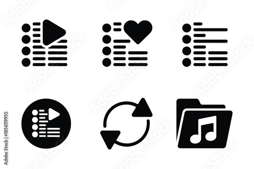 Music media player interface and audio playlist icons