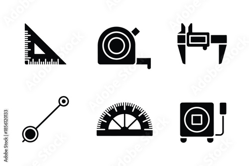 Construction measuring tools icons for architecture projects