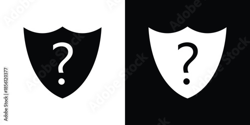 Shield interrogation icons. Vector Template Illustration Symbol Pixels Perfect
