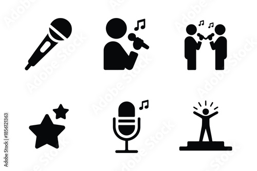 Karaoke and Musical Performance Talent Black Icons