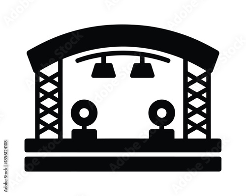 Black and white vector illustration of a stage setup