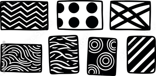 Abstract black and white geometric and organic pattern vector set for design use 