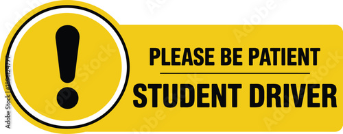student driver sign vector, clear traffic warning illustration for new drivers, driving schools, road safety,