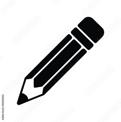 Simple black vector icon of sharpened pencil for writing