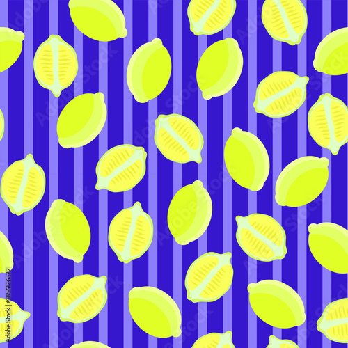 Lemon citrus vector pattern. Botanical vector illustration. Summer background. Floral design	
