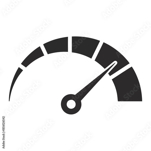 Vector speedometer gauge with needle pointing to maximum