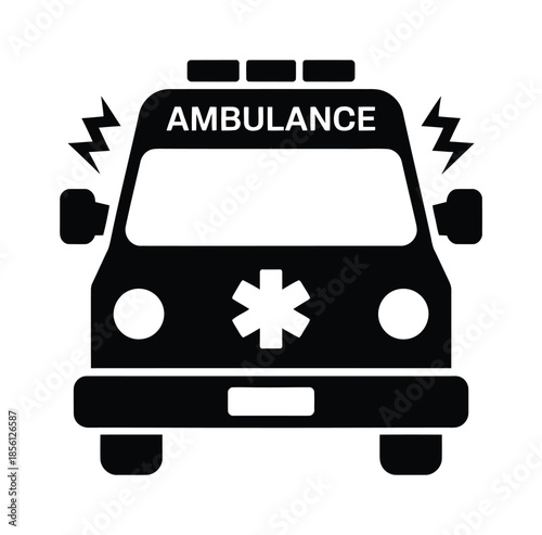 Vector illustration of ambulance with flashing lights turned on