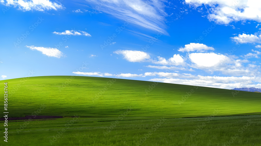 Fototapeta premium Vast green hills under blue sky