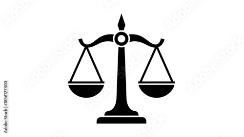 Silhouette of Scales of Justice Icon Symbolizing Law, Truth, and Fairness on Isolated White Background