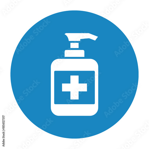 Vector illustration of blue bottle with pump dispenser