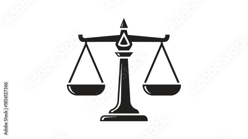 Silhouette of Scales of Justice Icon Symbolizing Law, Truth, and Fairness on Isolated White Background