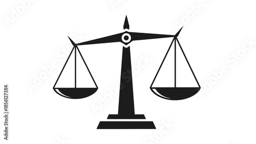 Silhouette of Scales of Justice Icon Symbolizing Law, Truth, and Fairness on Isolated White Background