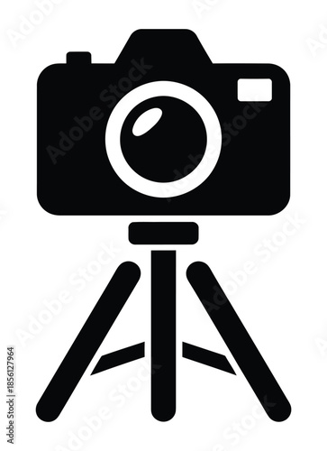 Vector illustration of camera mounted on tripod
