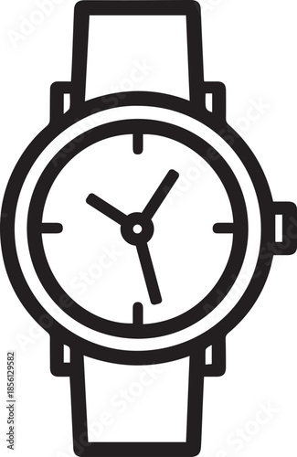 wrist watch timepiece icon luxury fashion minimal vector illustration line art one line art