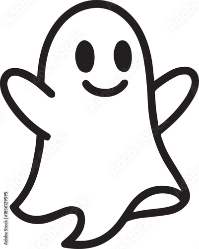 cute ghost character spooky halloween themed minimal vector line art one line art