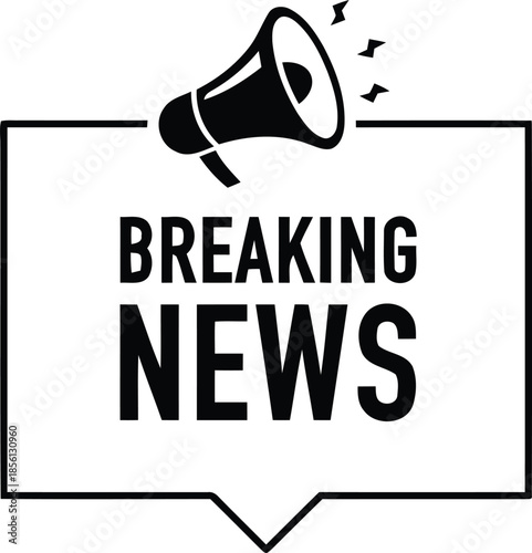 Breaking news important event broadcasting media announcement megaphone and broadcasting announcement alert concept isolated vector illustration broadcasting and important news