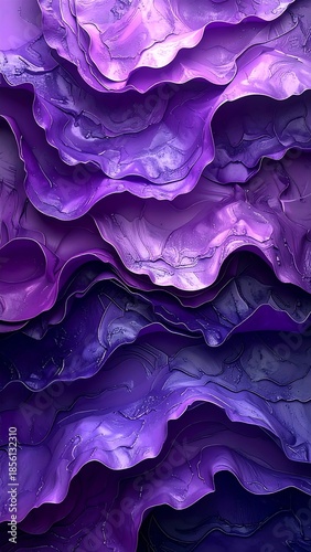 Flowing, layered abstract composition, primarily purple and violet