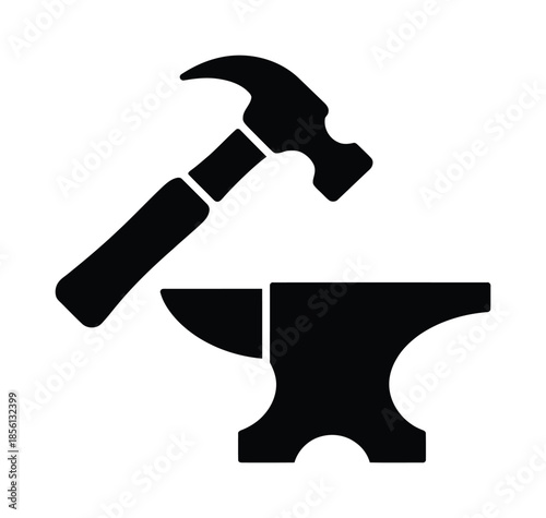 Hammer anvil vector icon metal forging