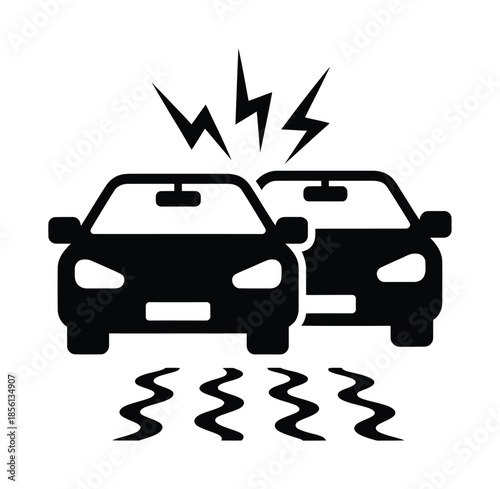 Car crash warning vector icon