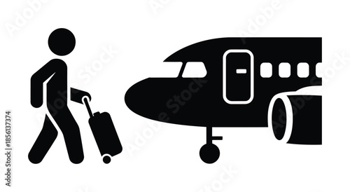 traveler boarding airplane airport journey vector graphic
