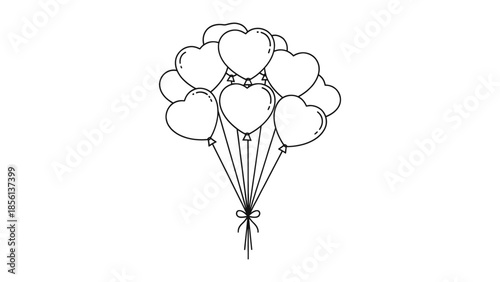 Bunch of heart shaped balloons Vector, illustration
