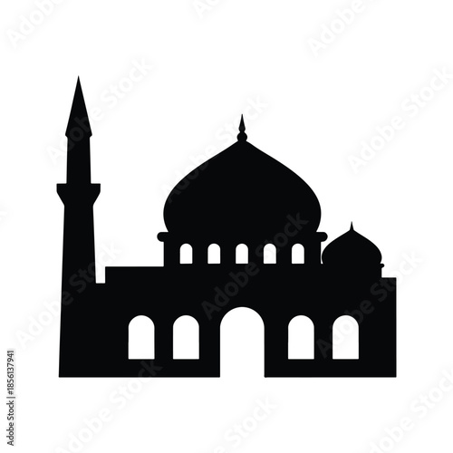 Mosque silhouette islamic religious building icon